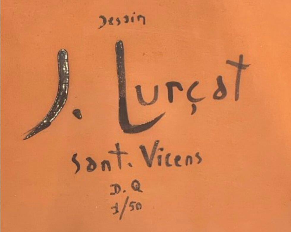 Important Red Ceramic Platter, for Sant-Vicens by Jean Lurçat In Excellent Condition For Sale In Atlanta, GA