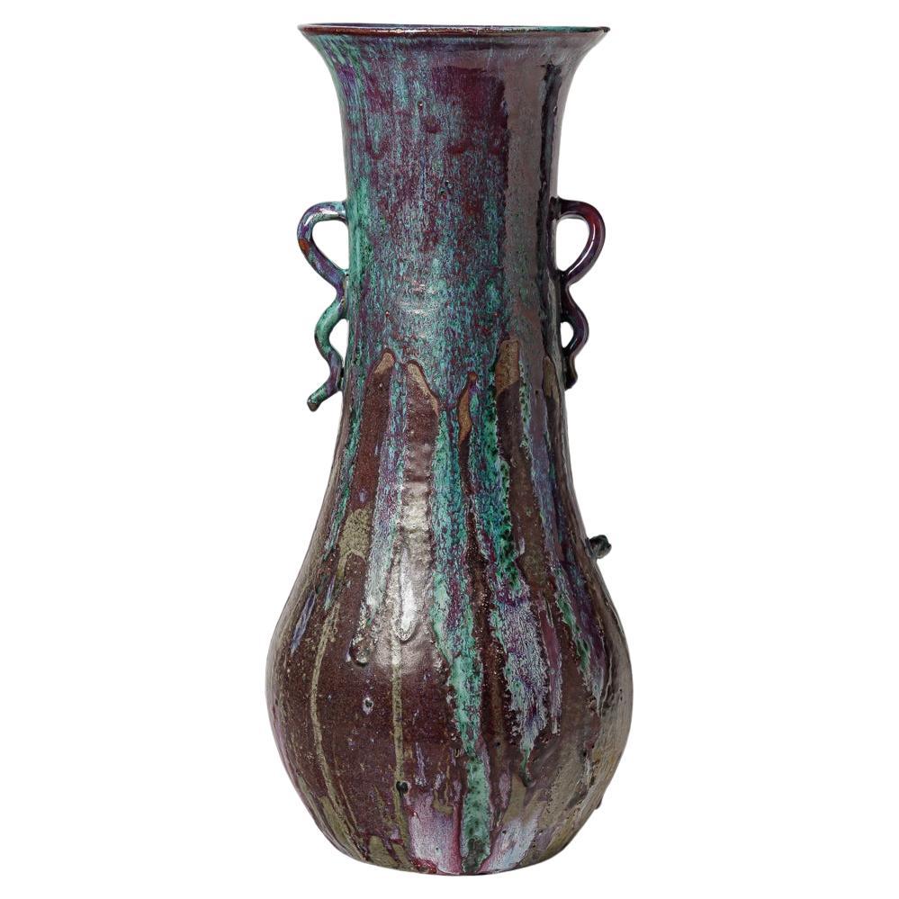 Bedeutende Vase aus rot glasiertem Steinzeug von Eugène Lion, um 1920 im Angebot
