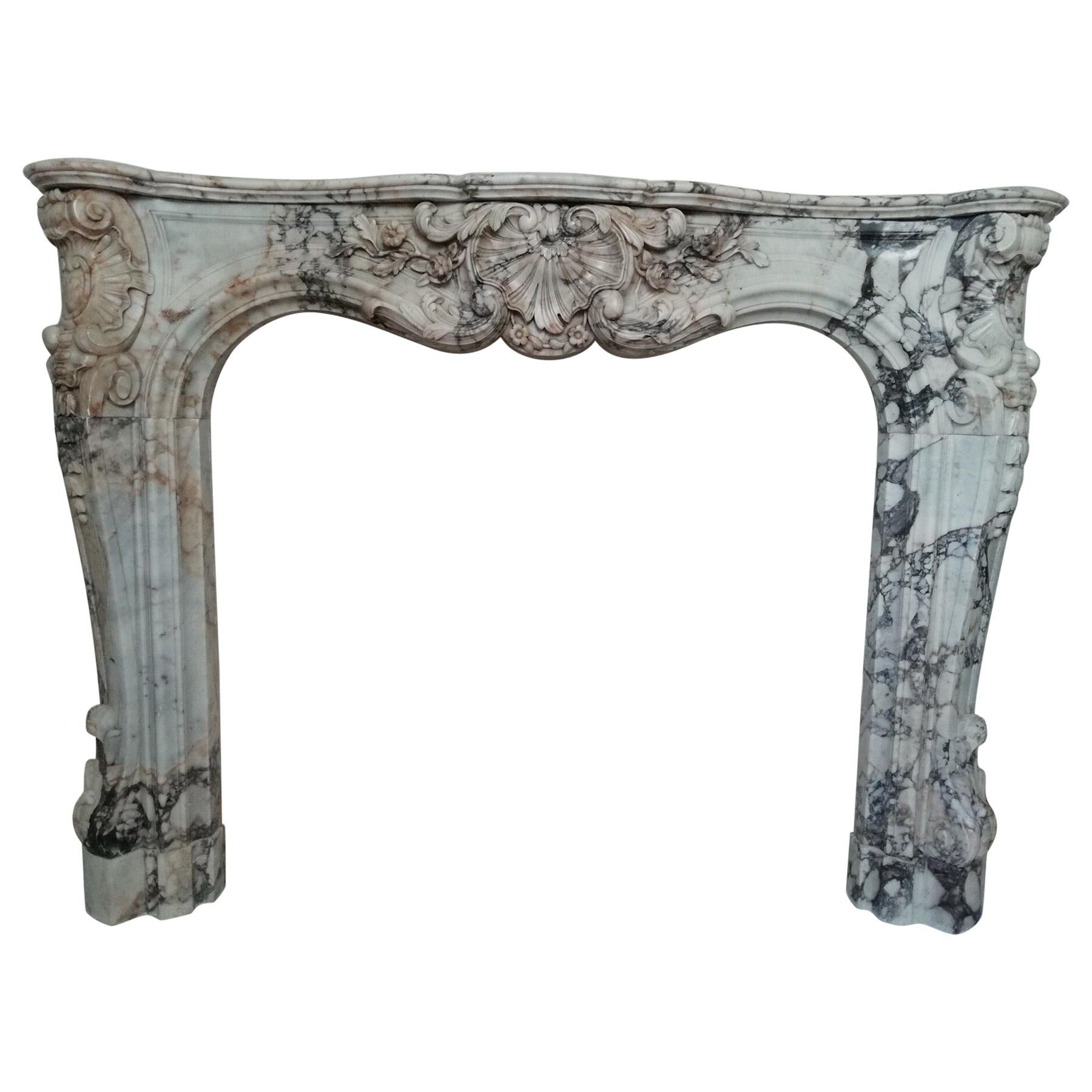 Important Regence Style Callacata Gold Marble Fireplace Mantel, 19th Century For Sale