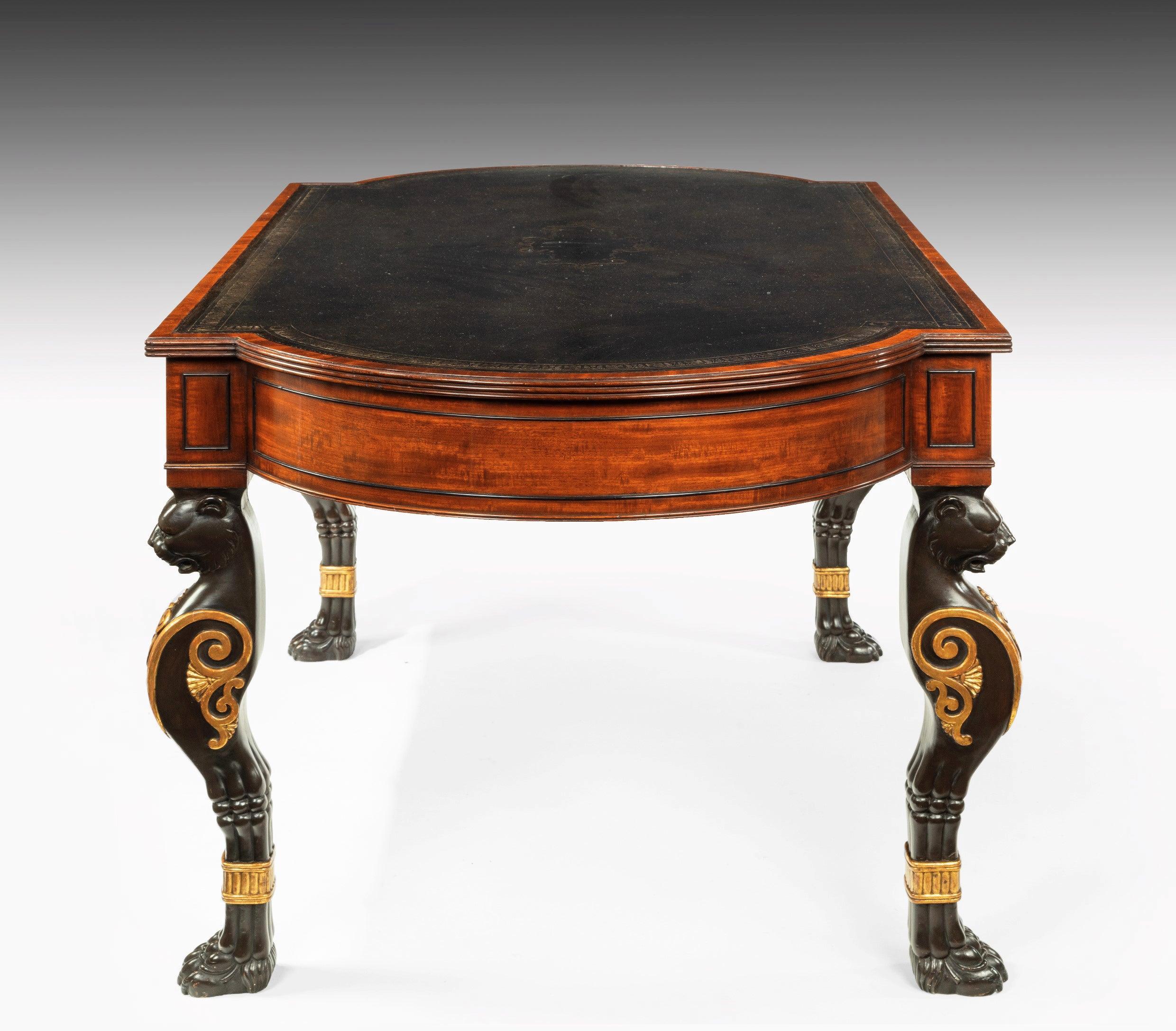 Important Regency Mahogany Partners Writing Table in the Manner of George Smith For Sale 5
