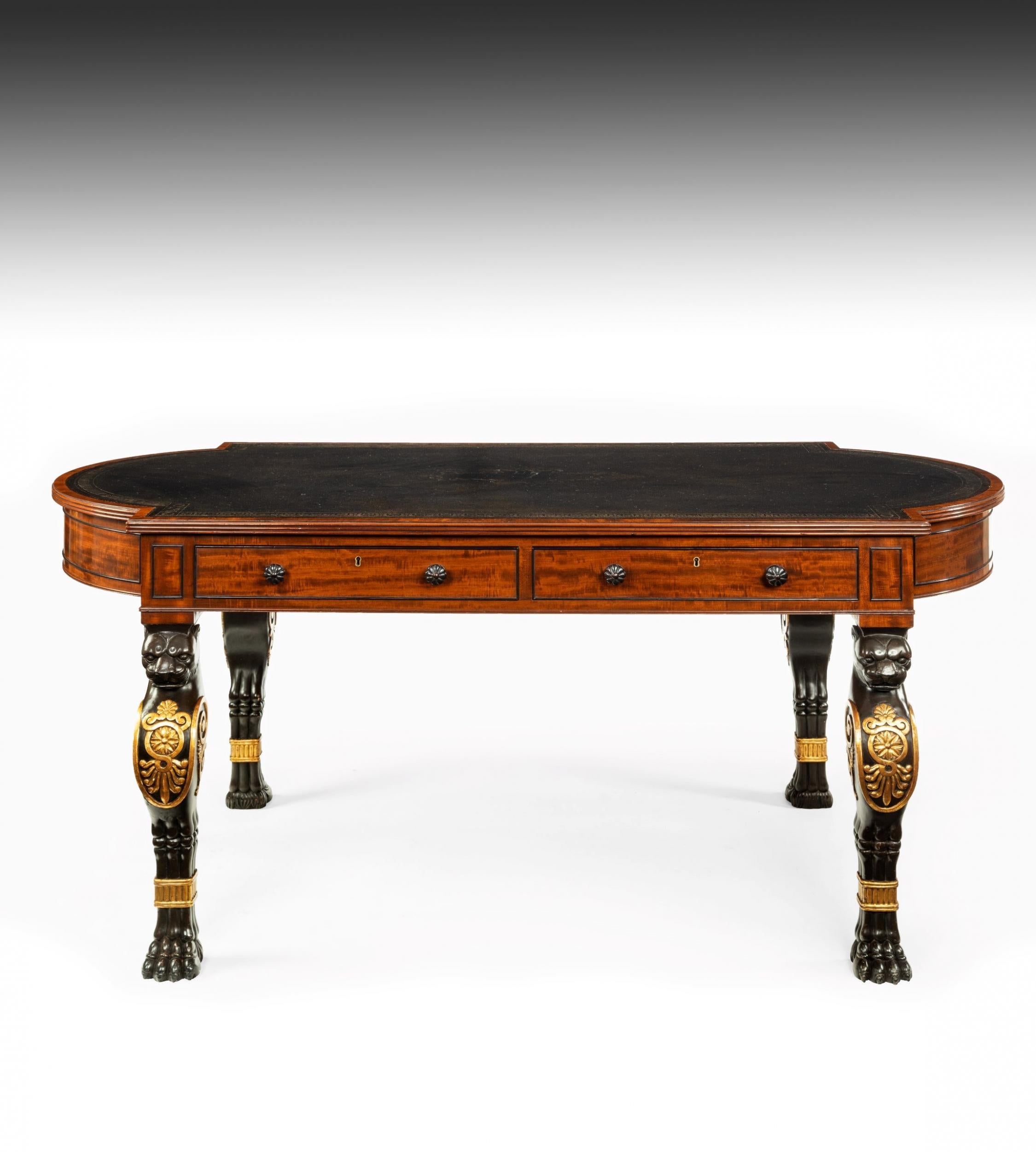 Early 19th Century Important Regency Mahogany Partners Writing Table in the Manner of George Smith For Sale