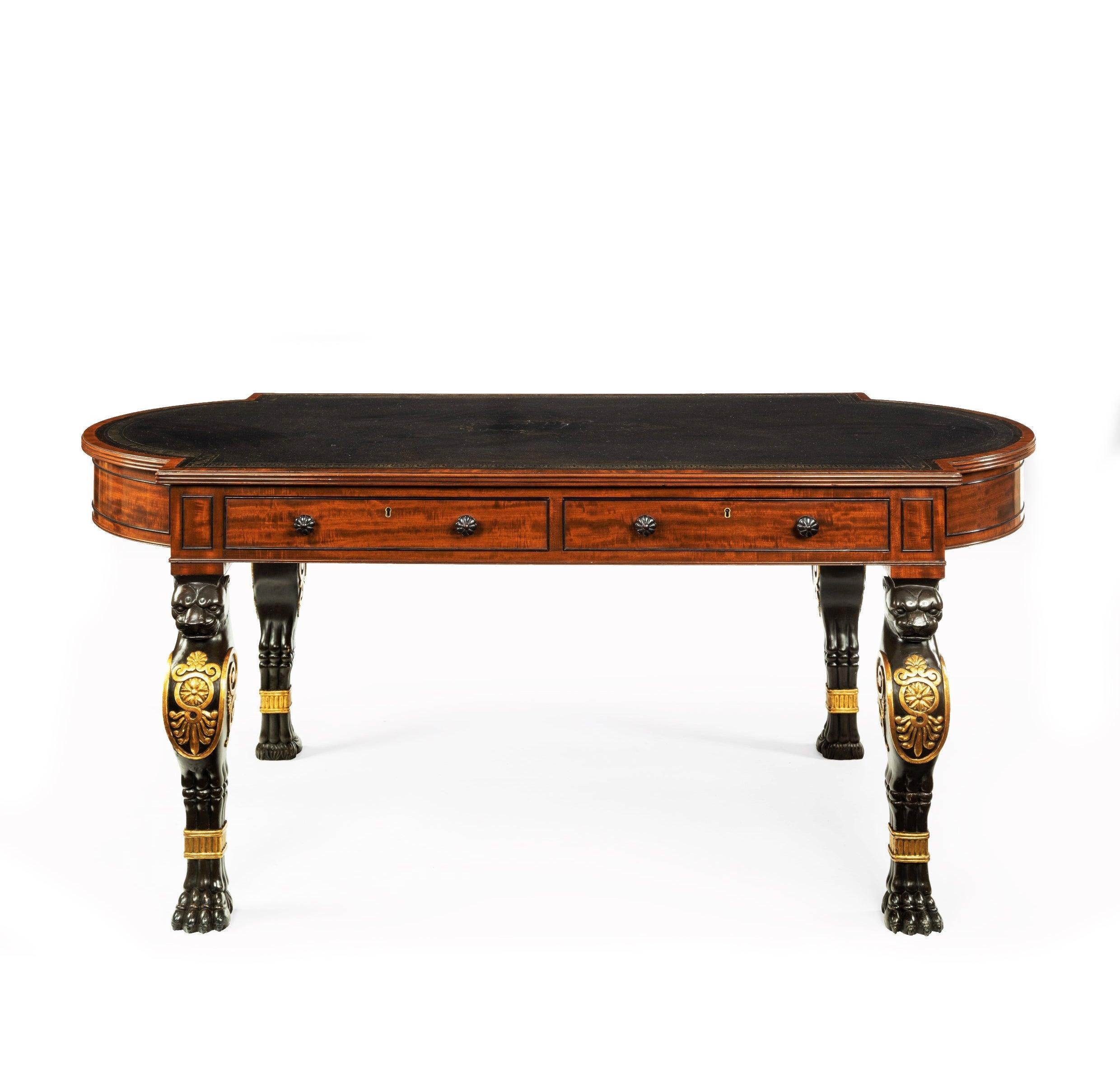 Important Regency Mahogany Partners Writing Table in the Manner of George Smith For Sale 1