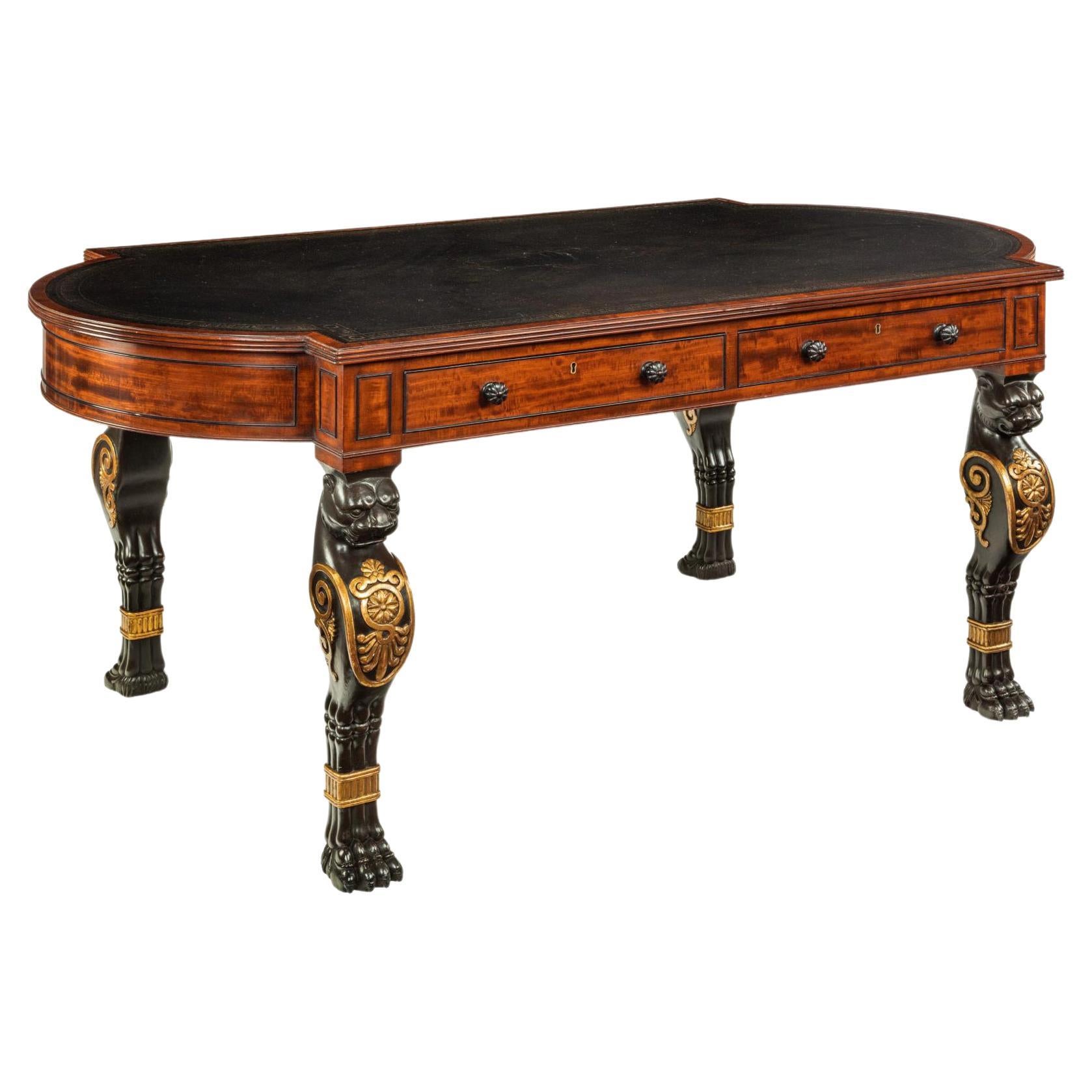 Important Regency Mahogany Partners Writing Table in the Manner of George Smith