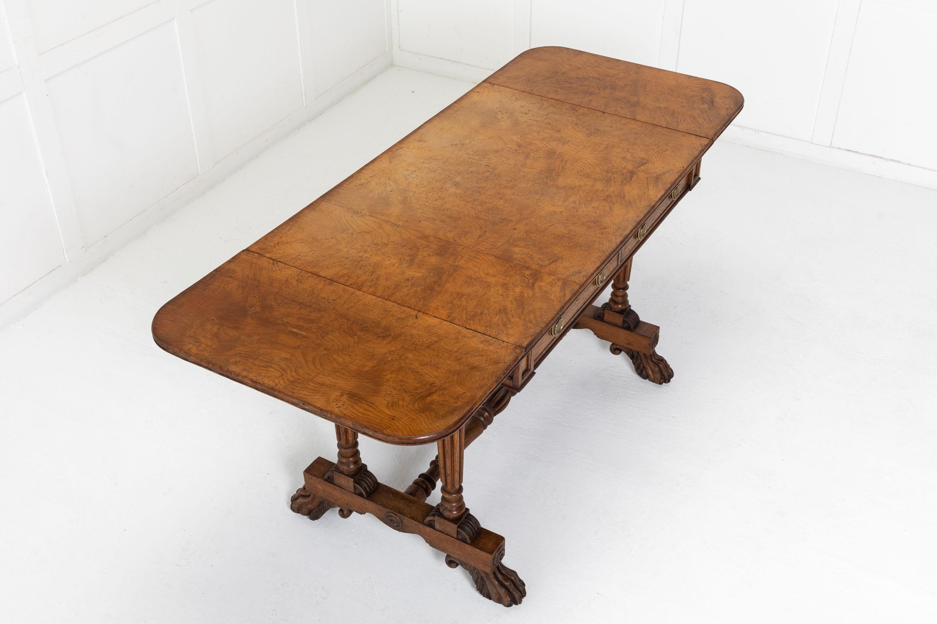 Important Regency Oak and Burr Elm Sofa Table, 'Attributed to George Bullock' For Sale 5