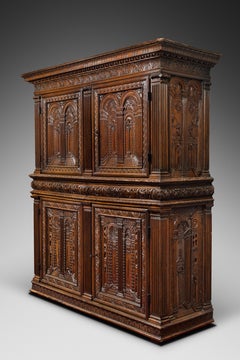 Important Renaissance Cabinet from Lyon 'France' with a Decor of Perspectives