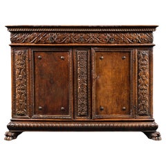 Important Renaissance Carved Walnut Credenza