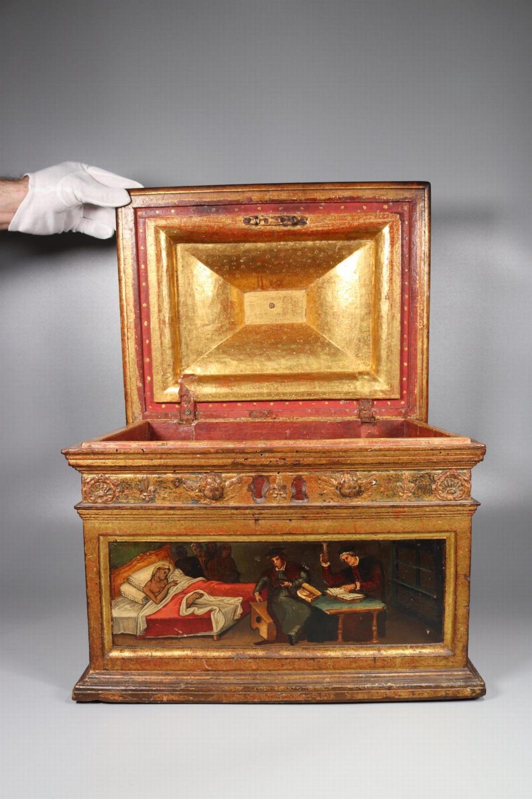 Baroque Important Renaissance Medical Box Spanish or Italian Workshop, Around 1550 For Sale