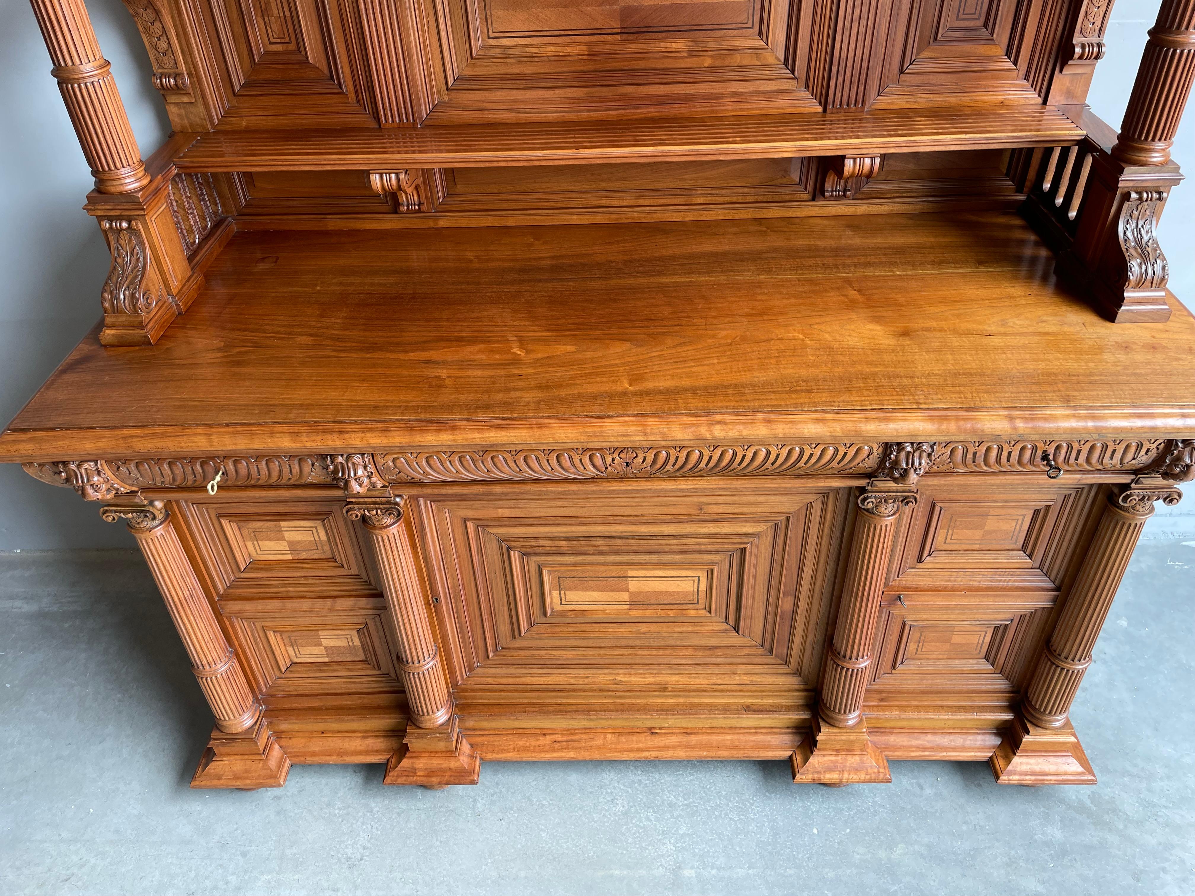 Important Renaissance Revival Hand Carved Nutwood Sideboard H.P. Mutters & Zoon For Sale 7
