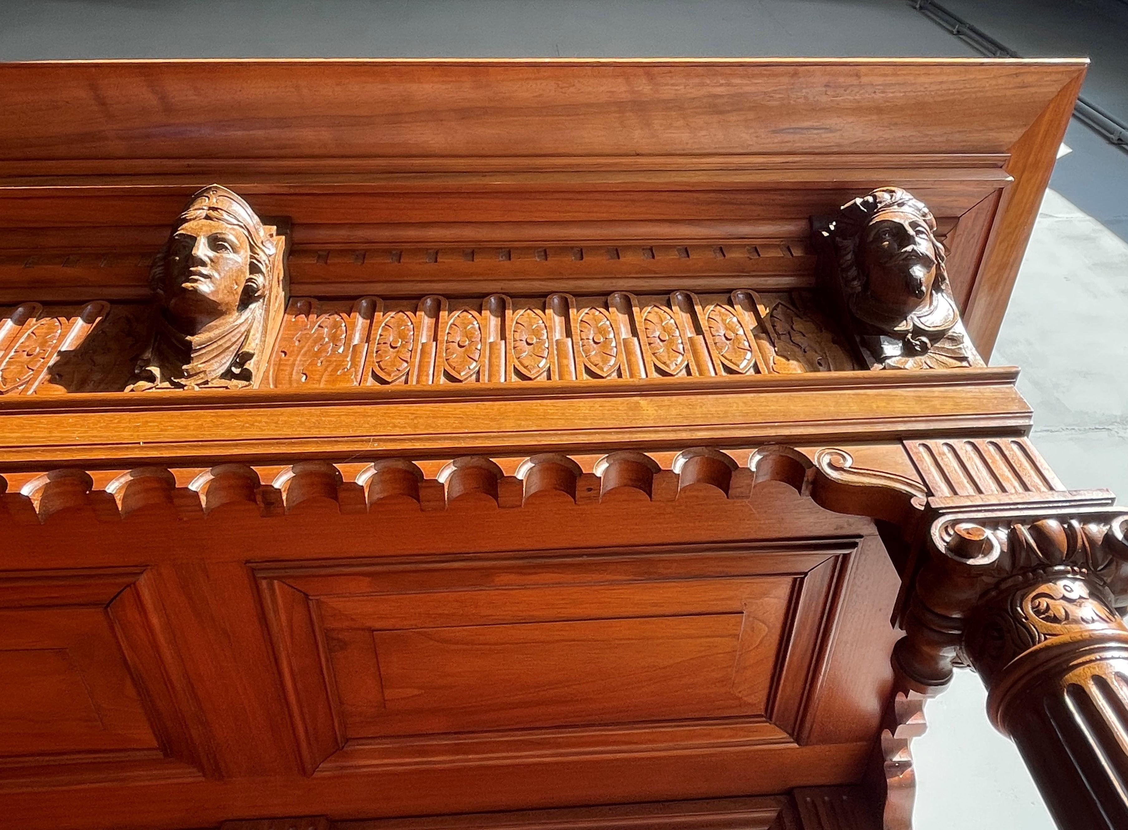 Important Renaissance Revival Hand Carved Nutwood Sideboard H.P. Mutters & Zoon For Sale 9