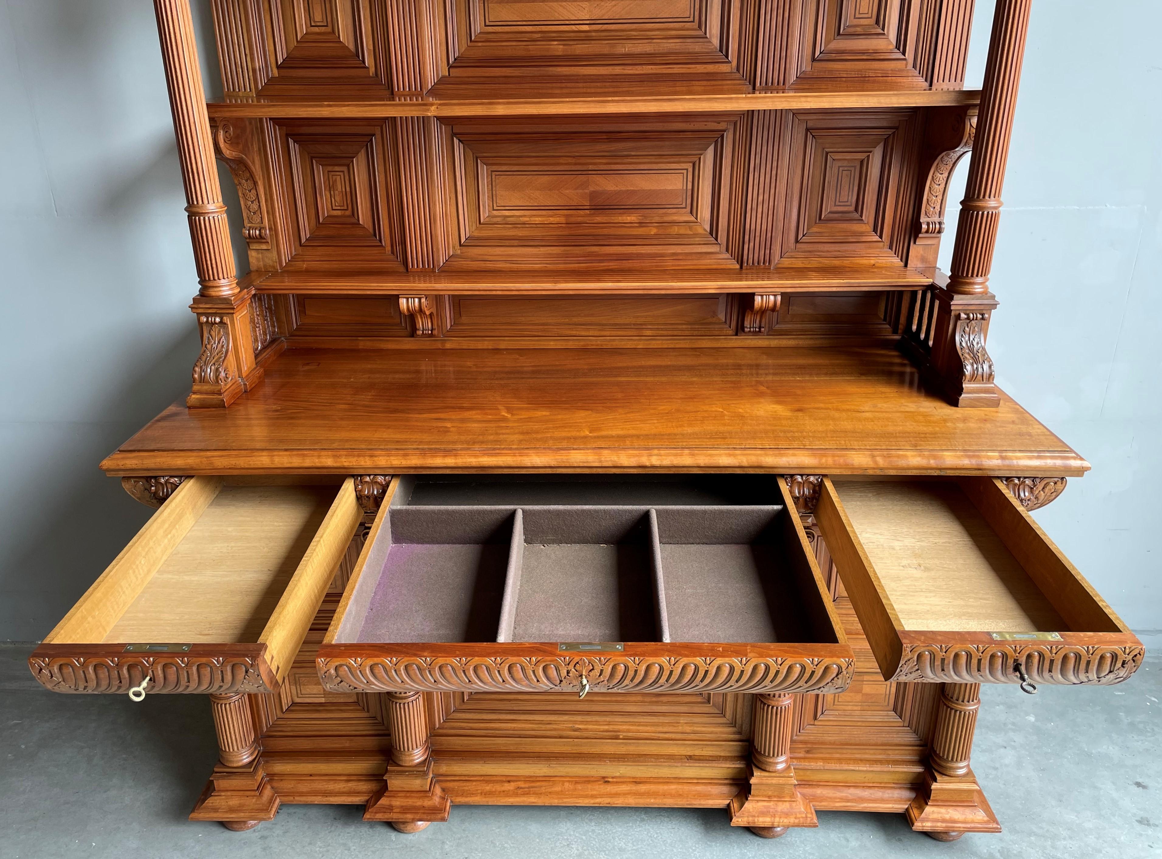 Important Renaissance Revival Hand Carved Nutwood Sideboard H.P. Mutters & Zoon For Sale 1