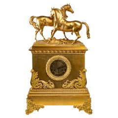 Antique Important Restoration Period Clock with Horses