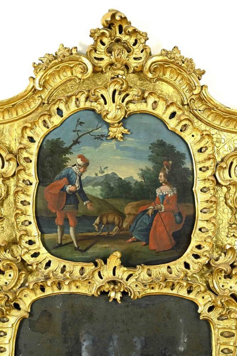 Rococo Important Rich French Mirrow, 18th Century For Sale