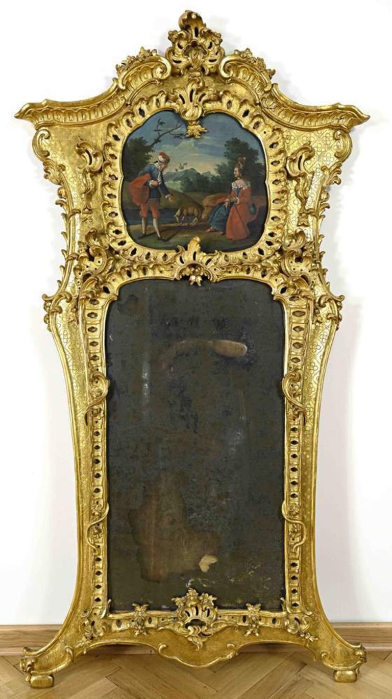 Hand-Crafted Important Rich French Mirrow, 18th Century For Sale