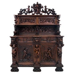 Important Richly Carved Renaissance Sideboard, France, circa 1790.