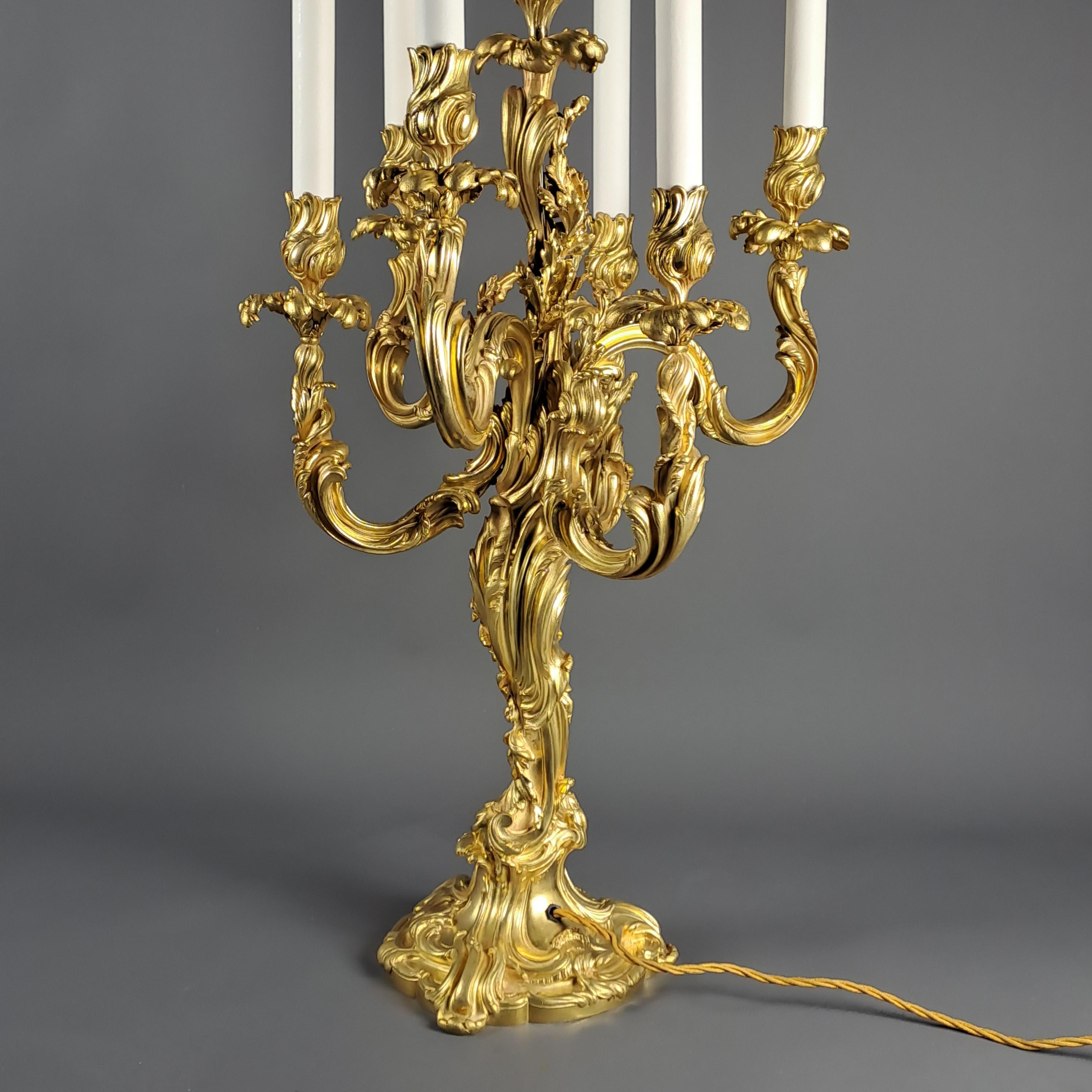 Important Rocaille Candelabra Mounted As A Lamp From Maison Millet In Paris 3