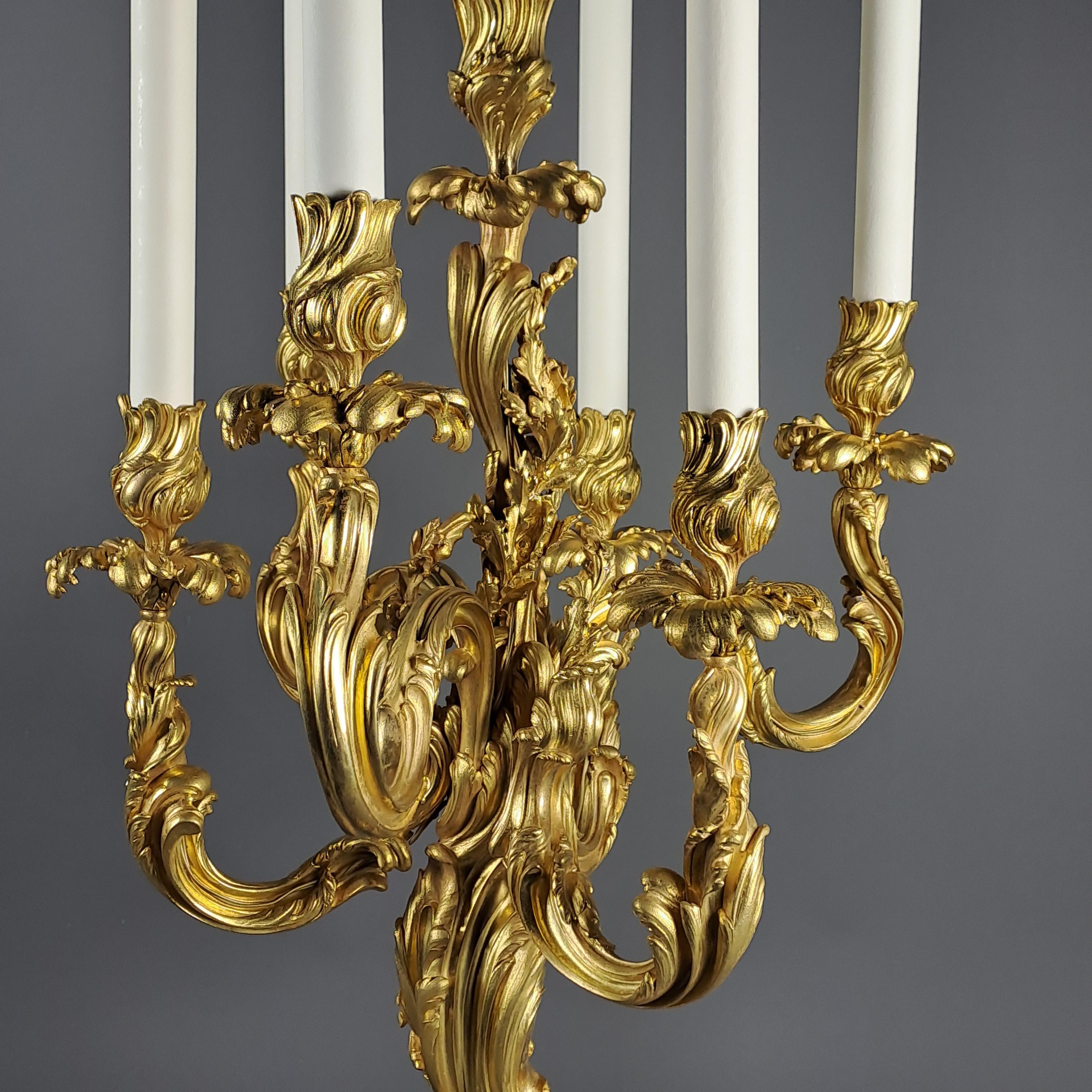 Important Rocaille Candelabra Mounted As A Lamp From Maison Millet In Paris 4