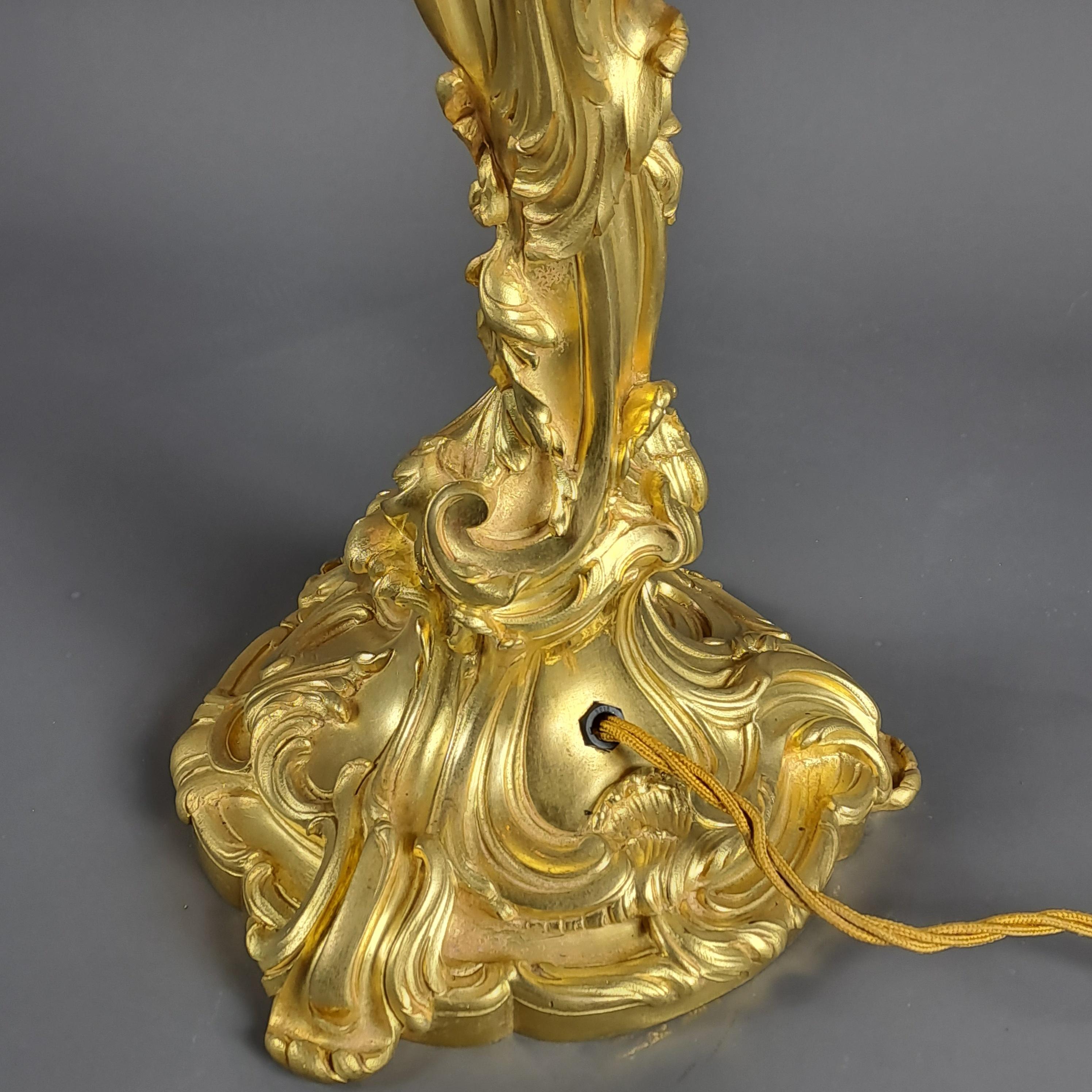 19th Century Important Rocaille Candelabra Mounted As A Lamp From Maison Millet In Paris