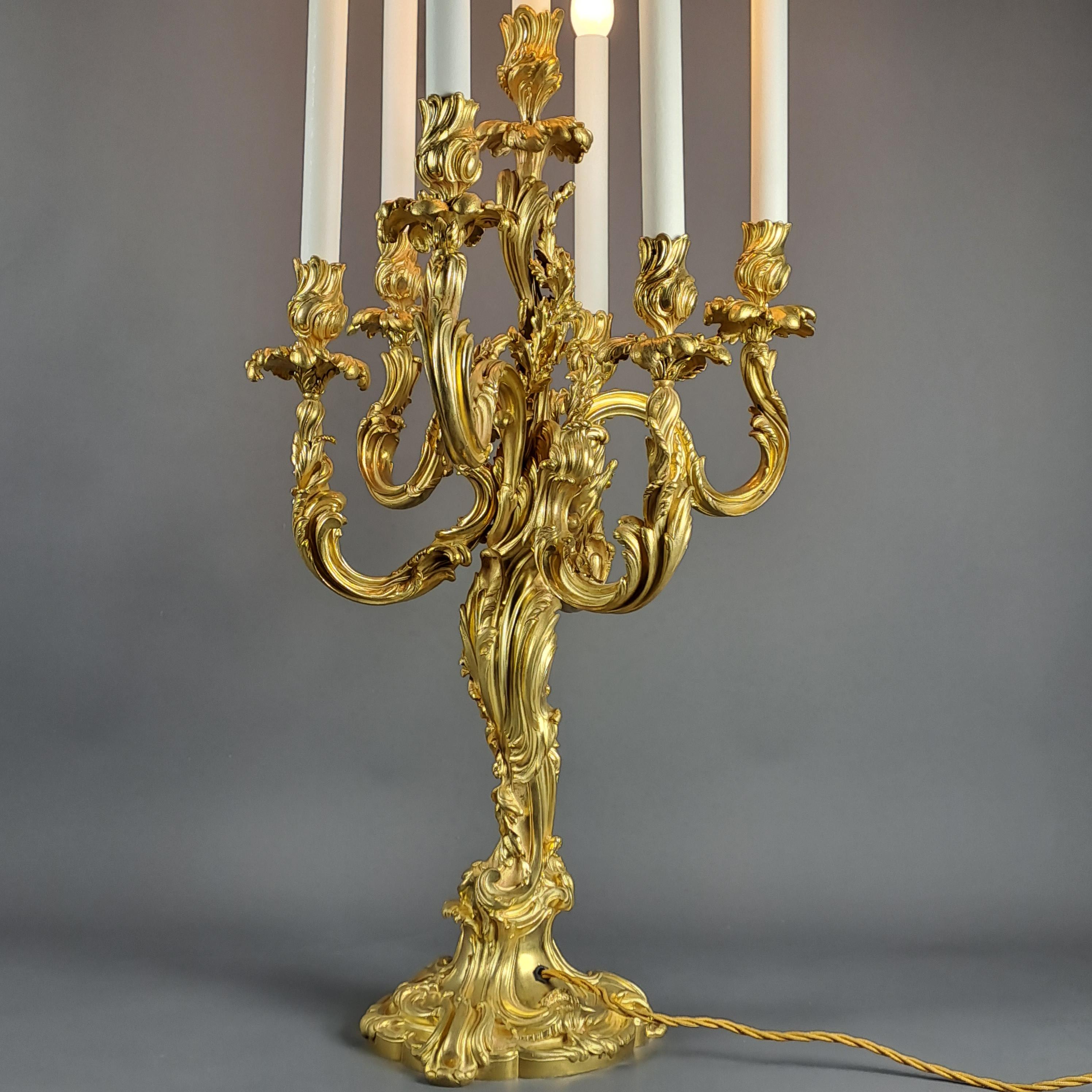 Important Rocaille Candelabra Mounted As A Lamp From Maison Millet In Paris 1