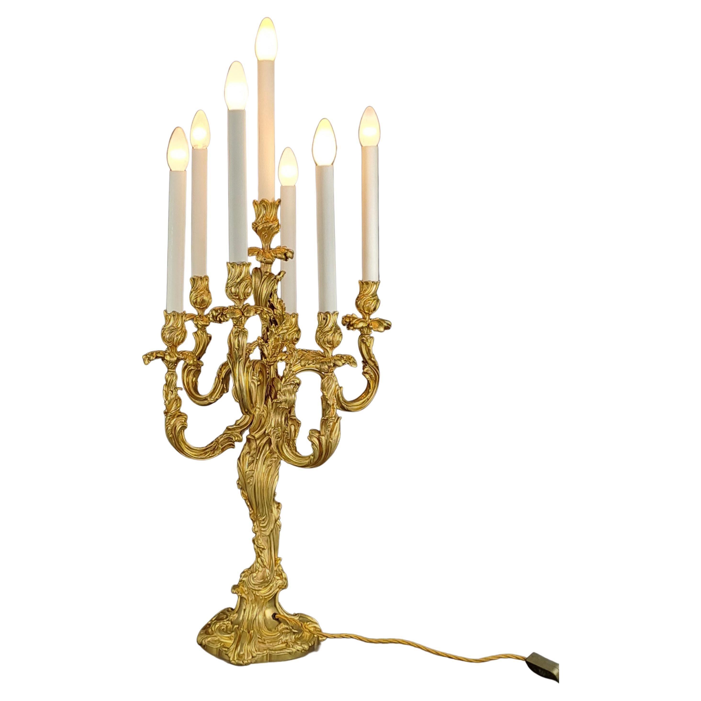 Important Rocaille Candelabra Mounted As A Lamp From Maison Millet In Paris