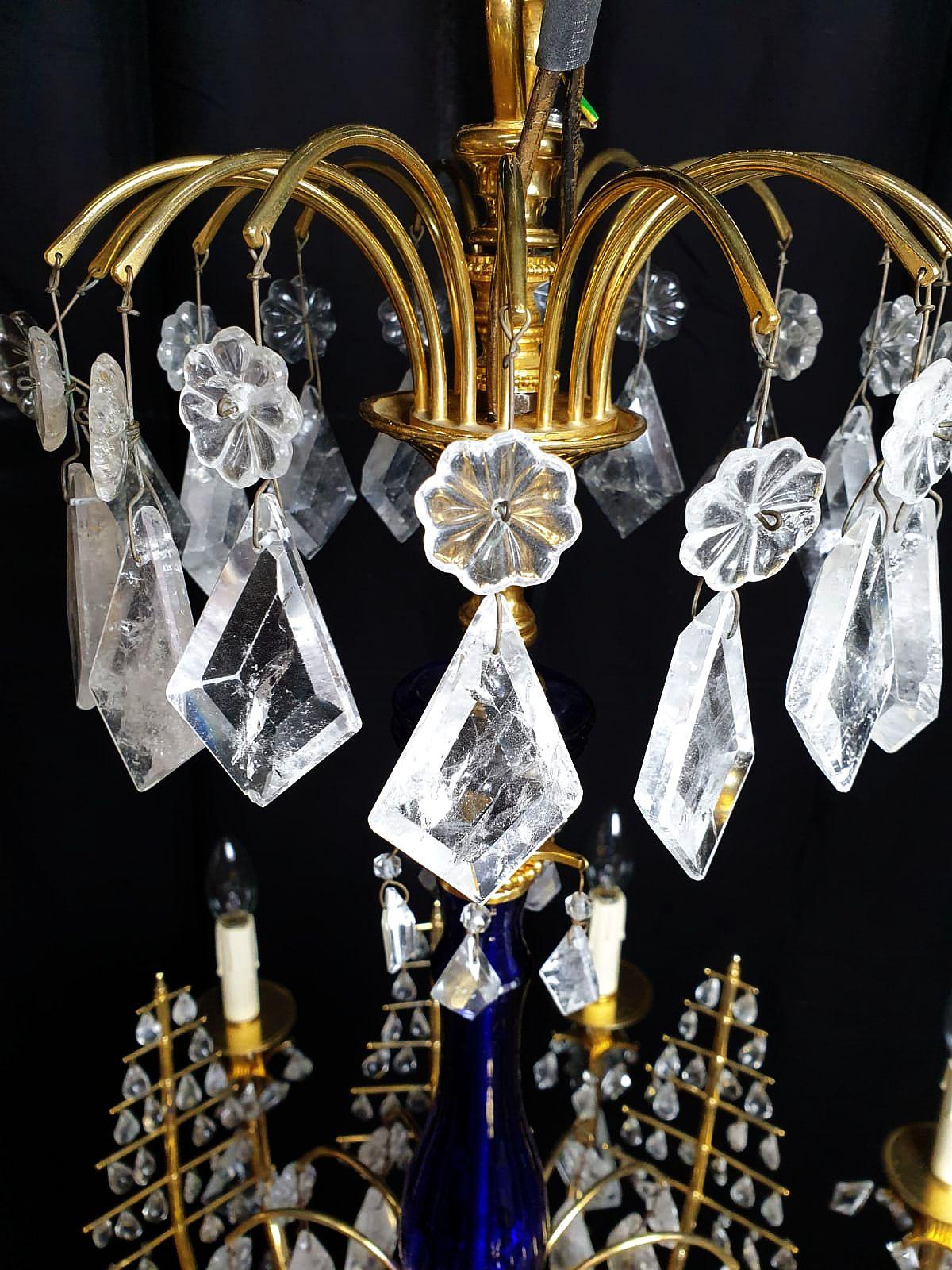 Important rock crystal and gilt bronze chandelier, Russia about 1820 For Sale 2