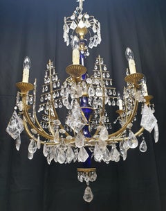 Important rock crystal and gilt bronze chandelier, Russia about 1820