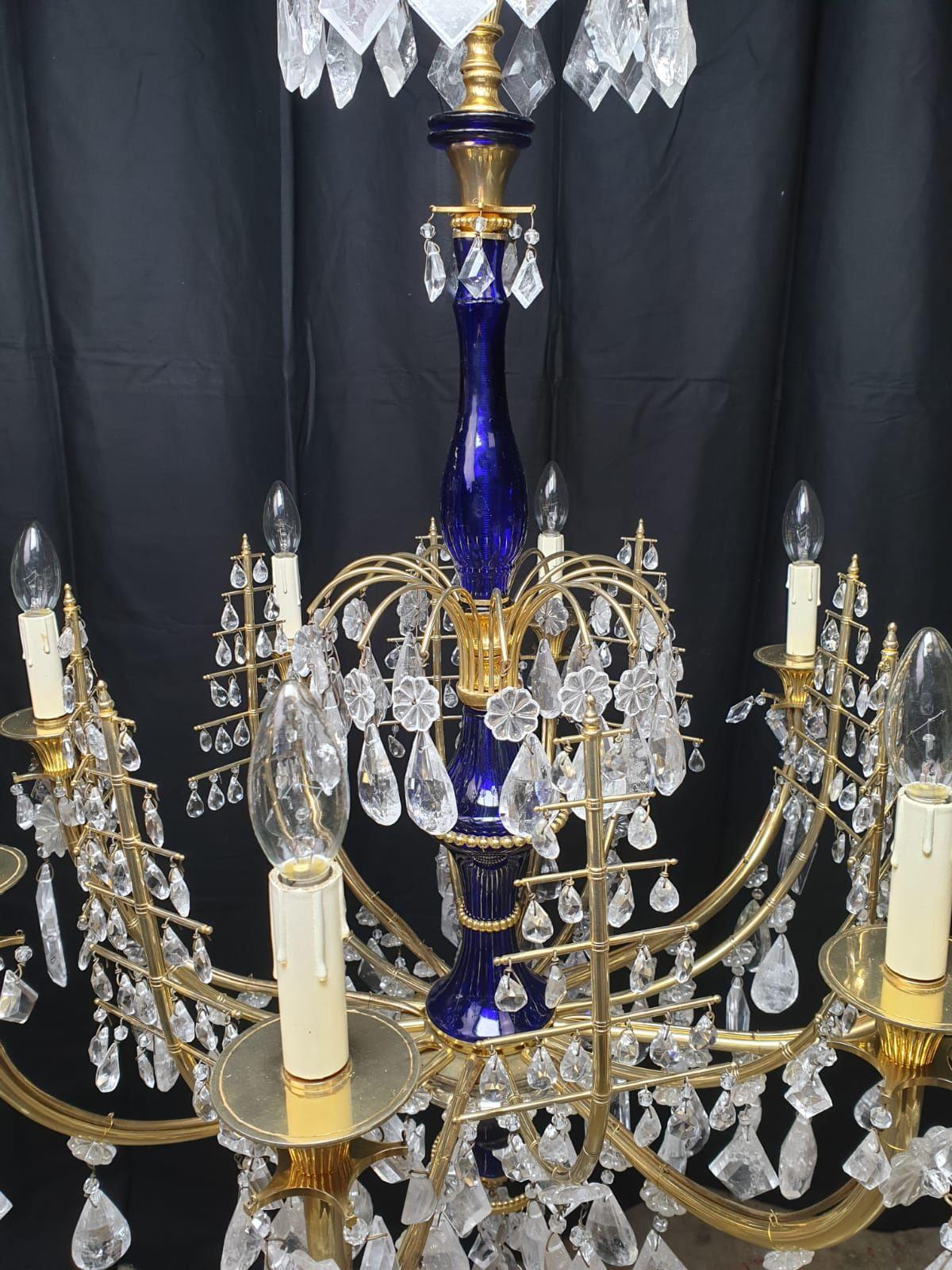 Empire Important rock crystal and gilt bronze chandelier, Russia about 1820 For Sale
