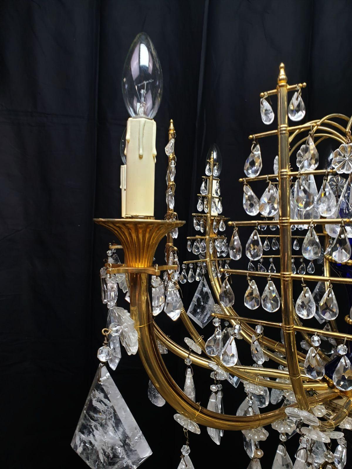 Russian Important rock crystal and gilt bronze chandelier, Russia about 1820 For Sale