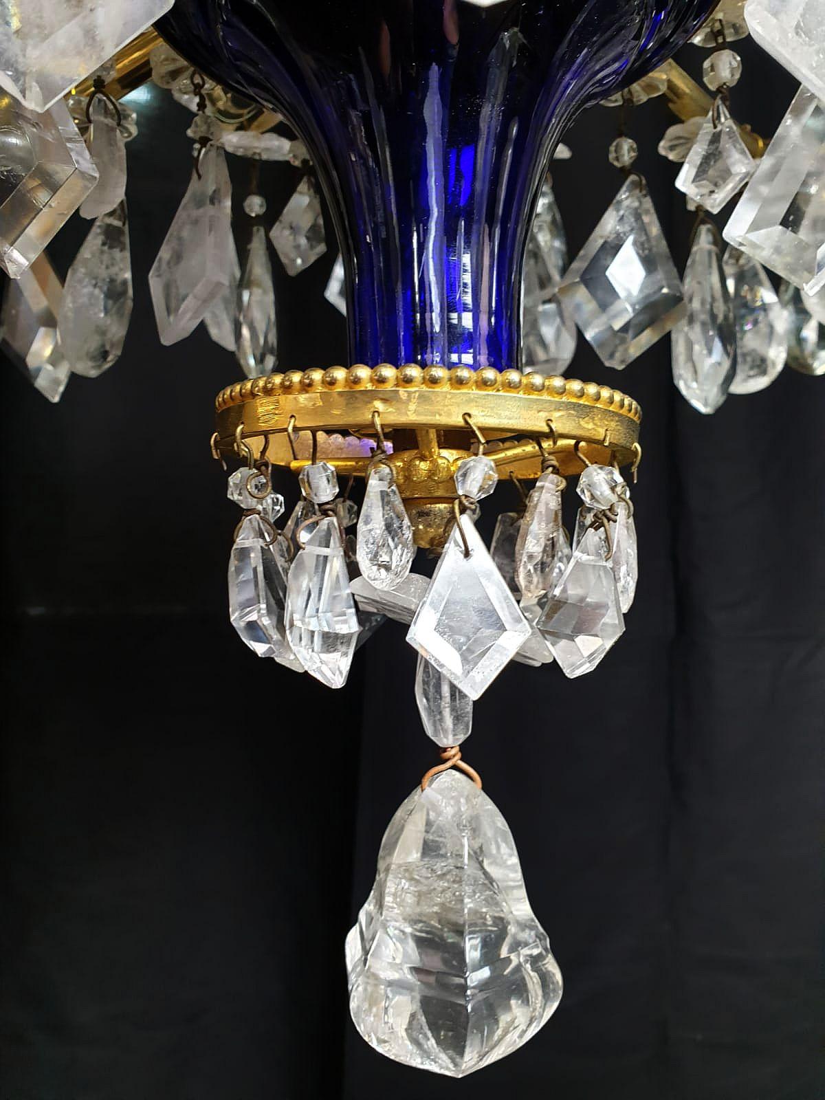 XIXe siècle Important lustre en cristal de roche et bronze doré, Russie vers 1820 en vente