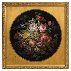 Important Roman Micro Mosaic Still Life Panel with Flowers & Fruit, Att. Barberi