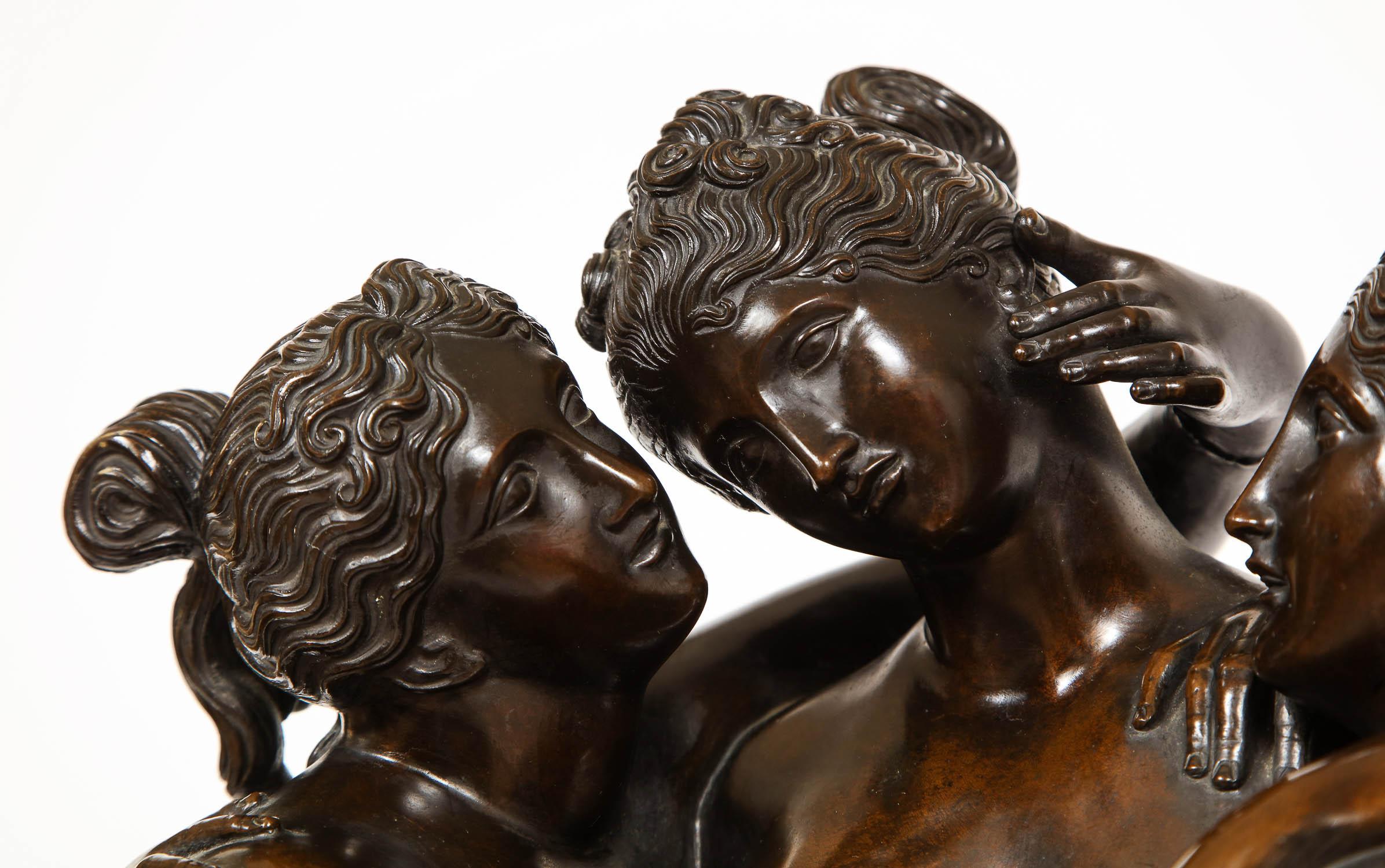 Important Roman Patinated Bronze Sculpture of Three Graces after Antonio Canova In Excellent Condition In New York, NY