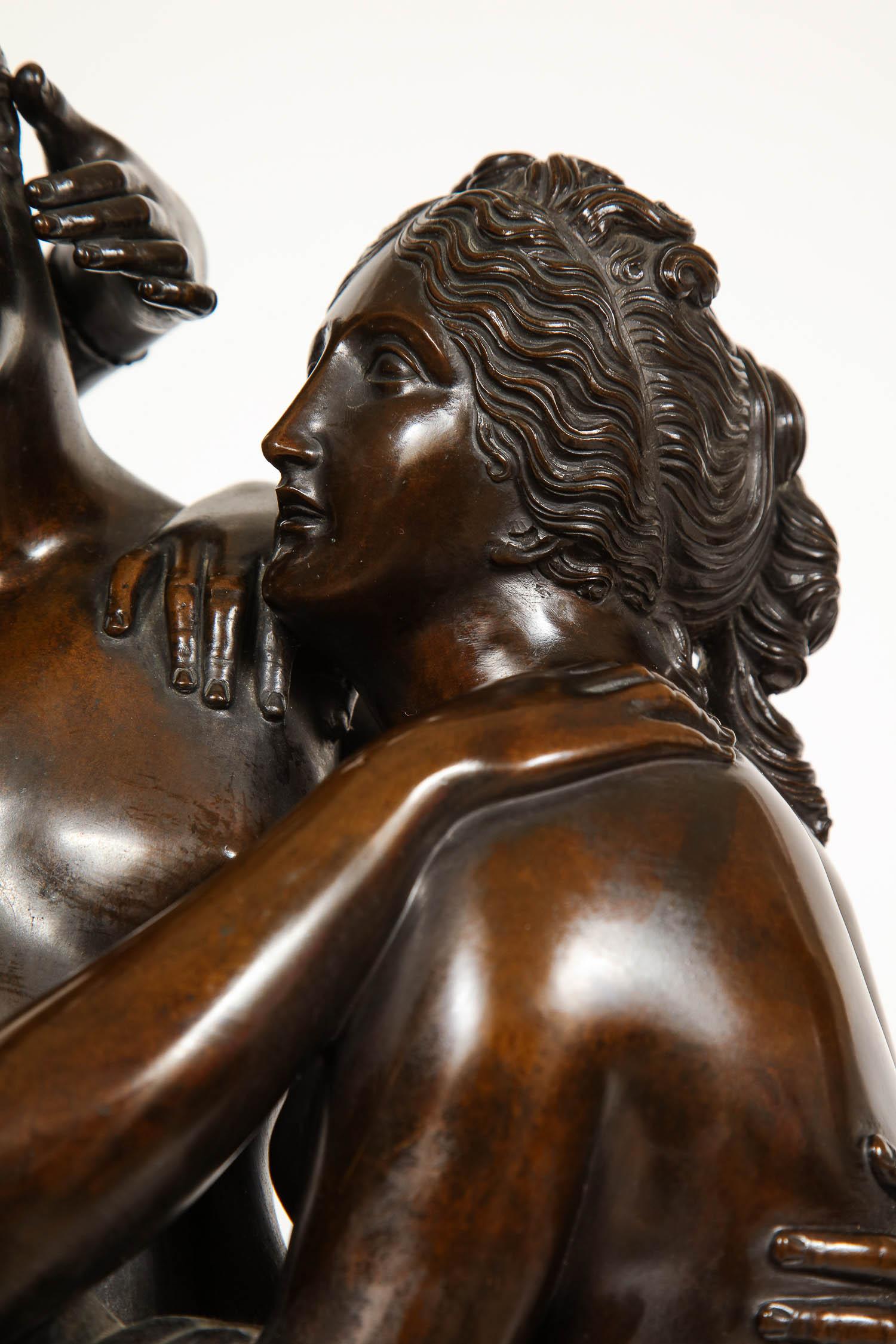 19th Century Important Roman Patinated Bronze Sculpture of Three Graces after Antonio Canova