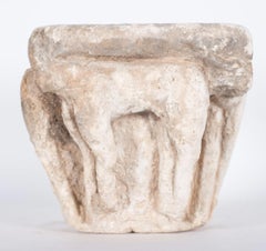 Important Romanesque Capital, Spain, 13th Century Carved Stone, with Agnus Dei