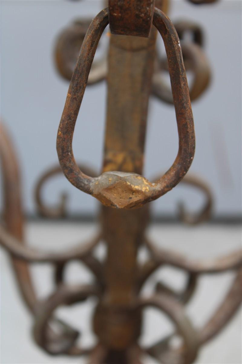 Important Round Chandelier in Italian Baroque Forged Iron For Sale 2