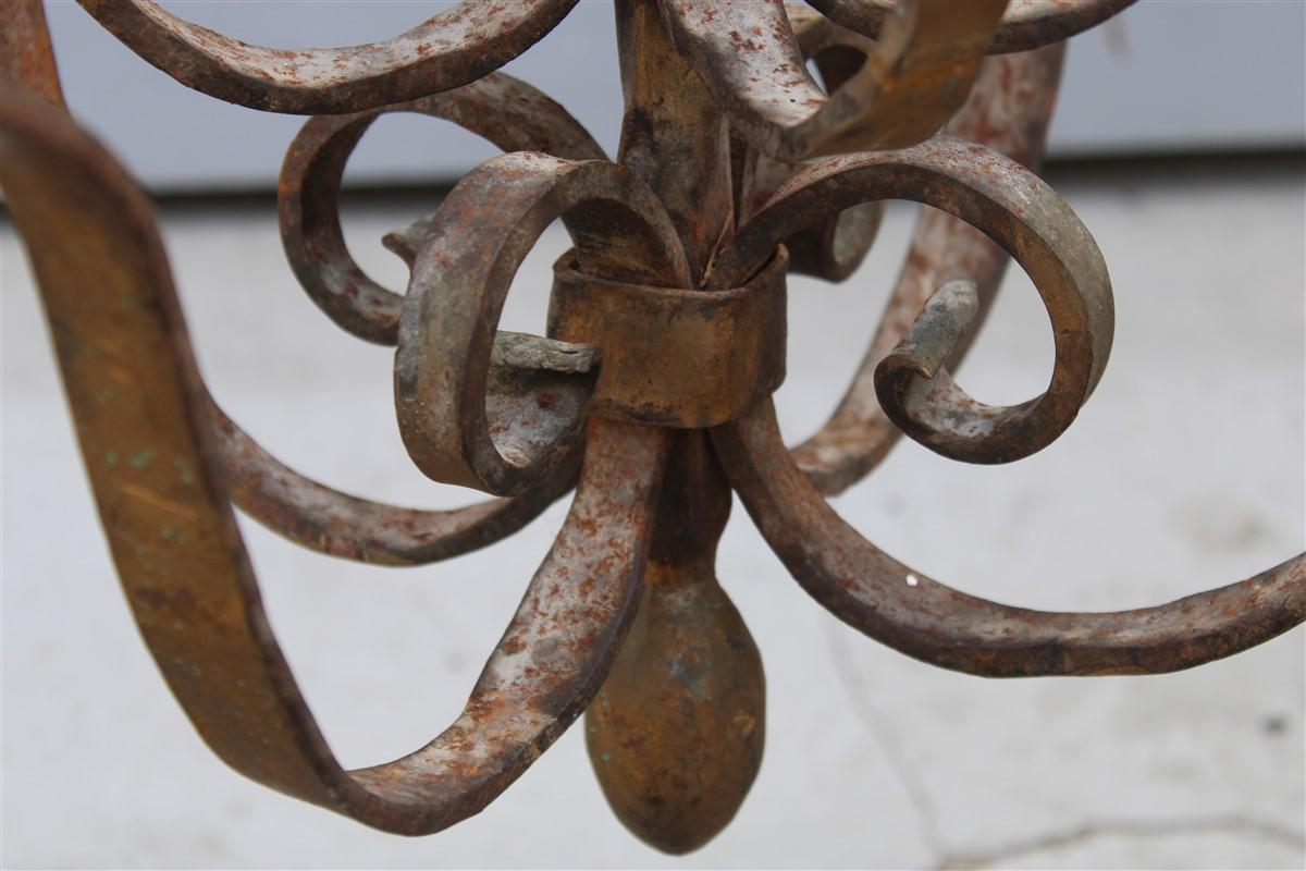 Important Round Chandelier in Italian Baroque Forged Iron For Sale 3