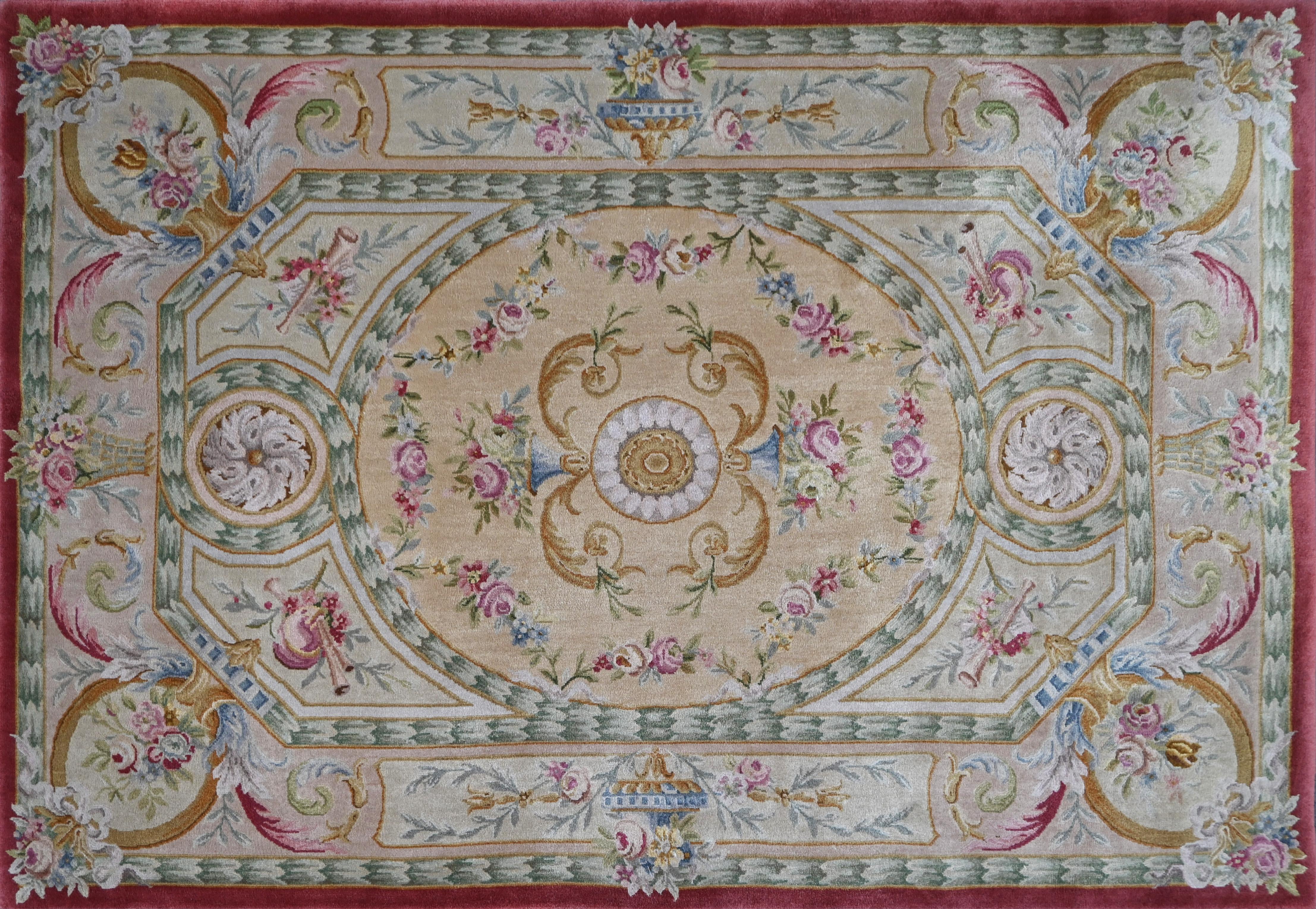 Mid-20th Century Important Royale French Carpet from the Savonnerie factory - 2m70x1m70 - No 1557 For Sale
