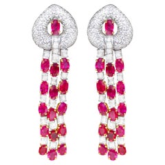 Wichtige Rubin- und Diamant-Chandelier-Ohrringe 19 Karat 18K Gold