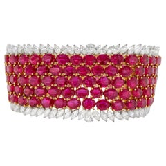 Importante bracciale di rubini con diamanti 86,2 carati in oro 18 carati