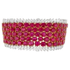 Importante bracciale di rubini con diamanti 86,2 carati in oro 18 carati