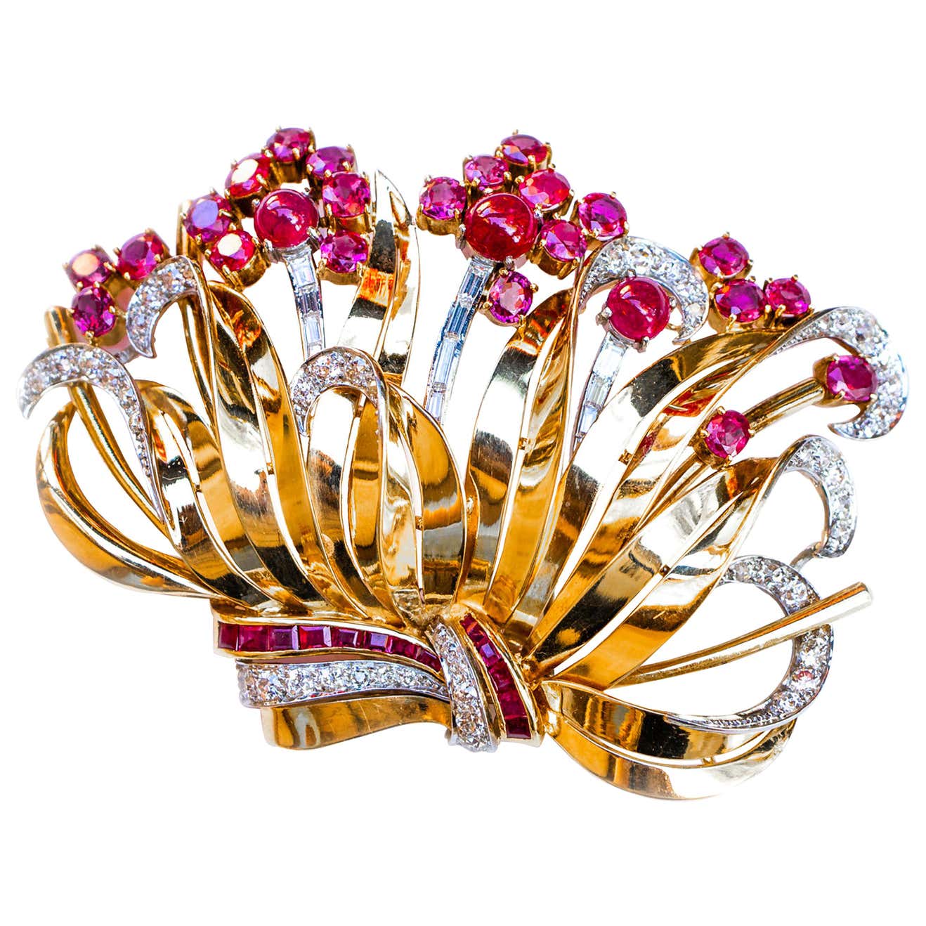 Important Ruby Brooch 12.5 Carat with Diamonds 4 Carat at 1stDibs