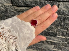 Important IGI Certified Ruby Ring 11.07 Carat Set with Diamonds & Rubies