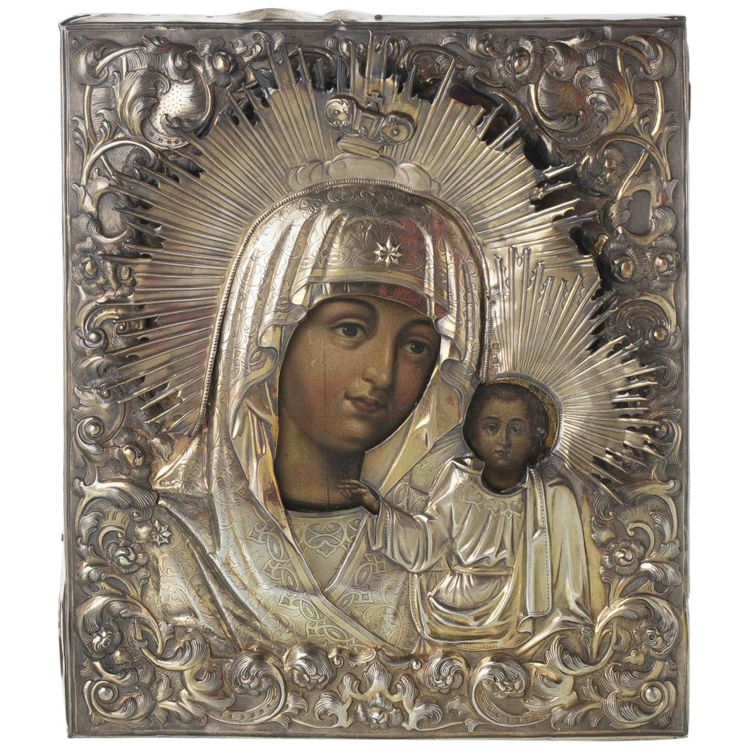 Important Russian Icon "Our Lady of Kazan" St. Petersburg For Sale