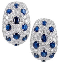 Important Sapphire and Diamond Hoop Earrings, Signed David Webb