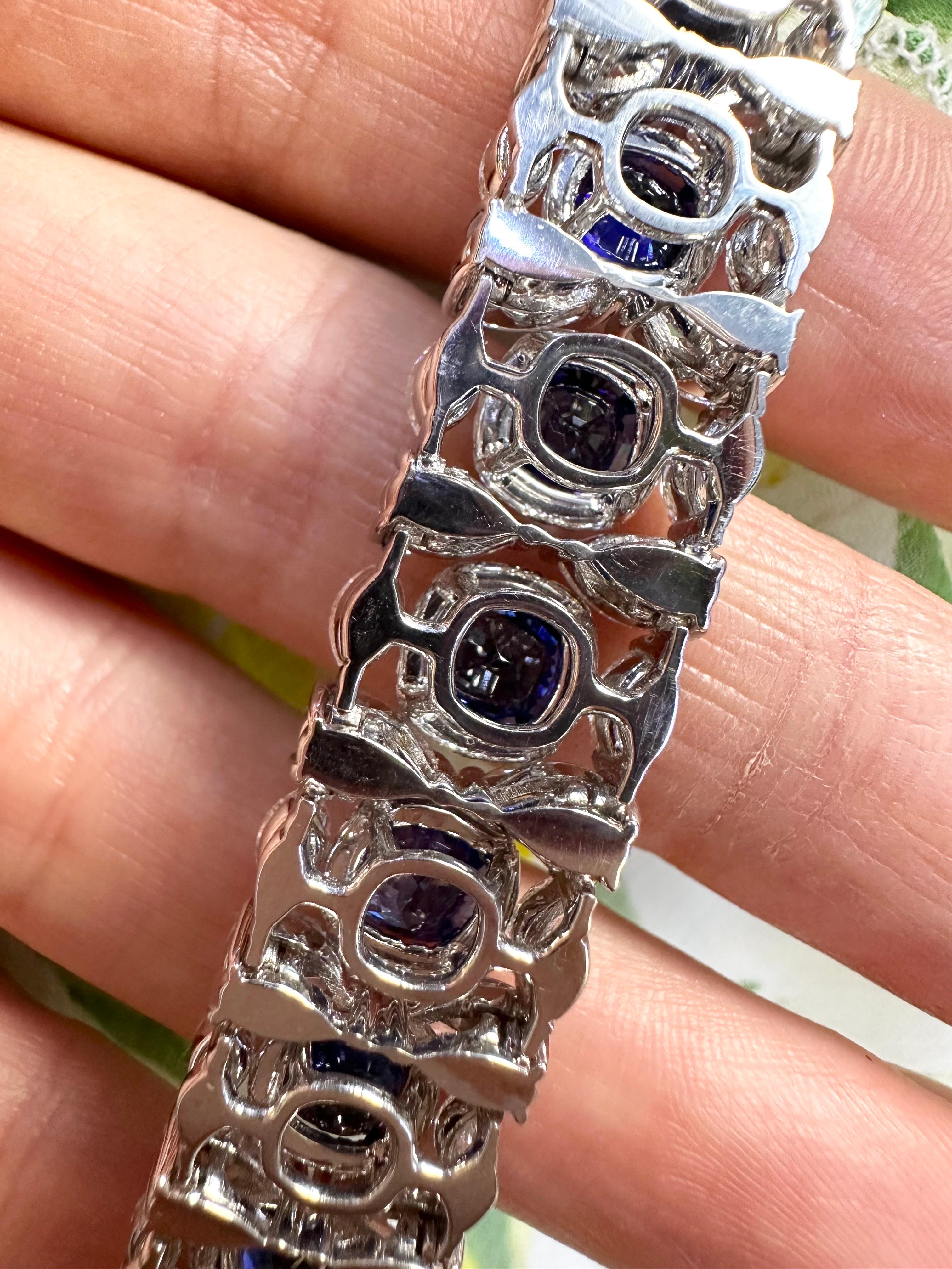 Important Sapphire & Diamond bracelet in 18KT white gold RARE For Sale 7