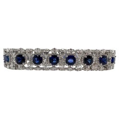 Important Sapphire & Diamond bracelet in 18KT white gold RARE 