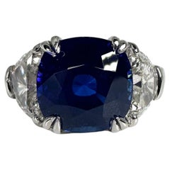 Importante bague en platine avec saphir et diamants