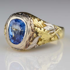 Important Sapphire Ring GIA Certified Unheated English Arts & Crafts