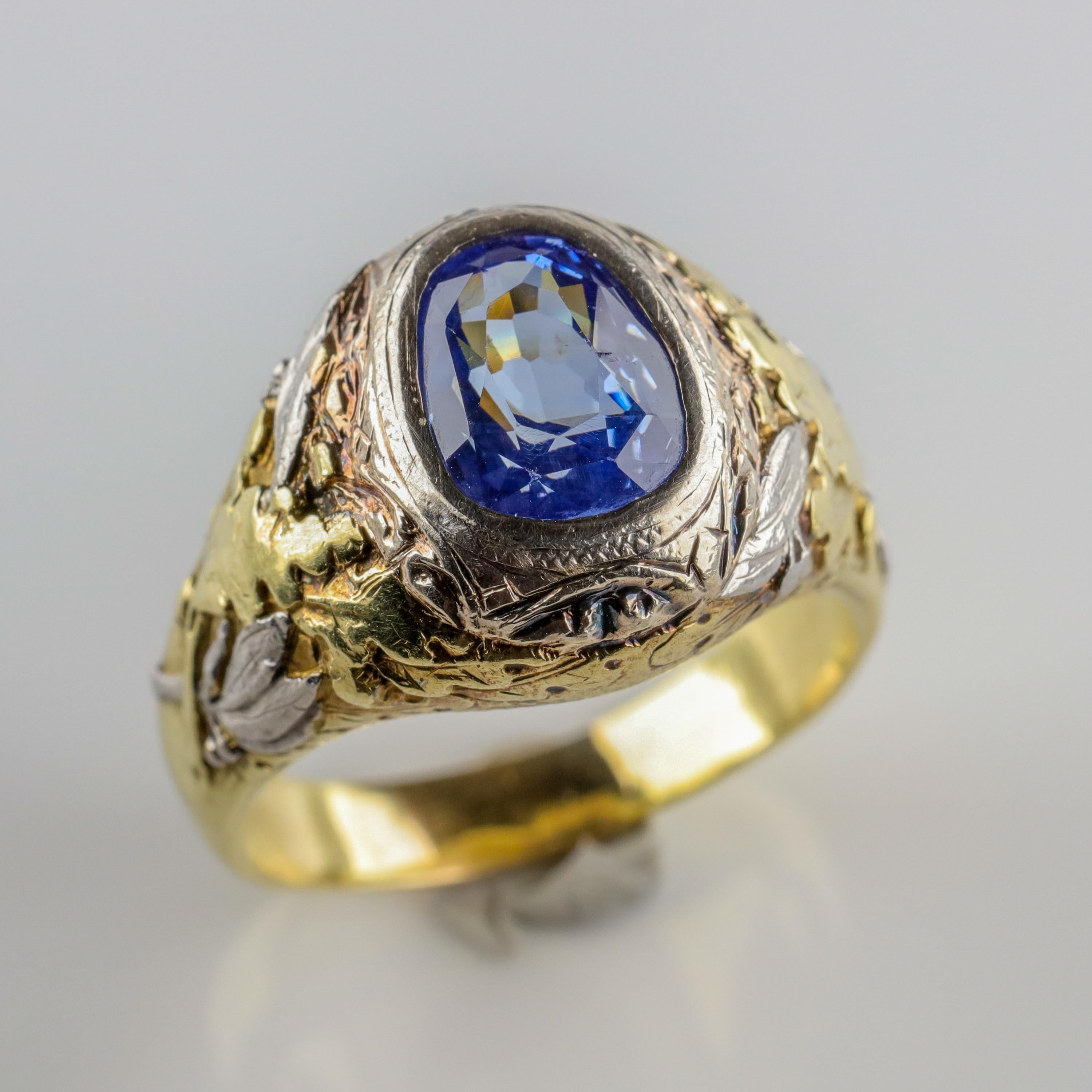 Important Sapphire Ring GIA Certified Unheated English Arts & Crafts 4