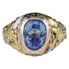 Important Sapphire Ring GIA Certified Unheated English Arts & Crafts