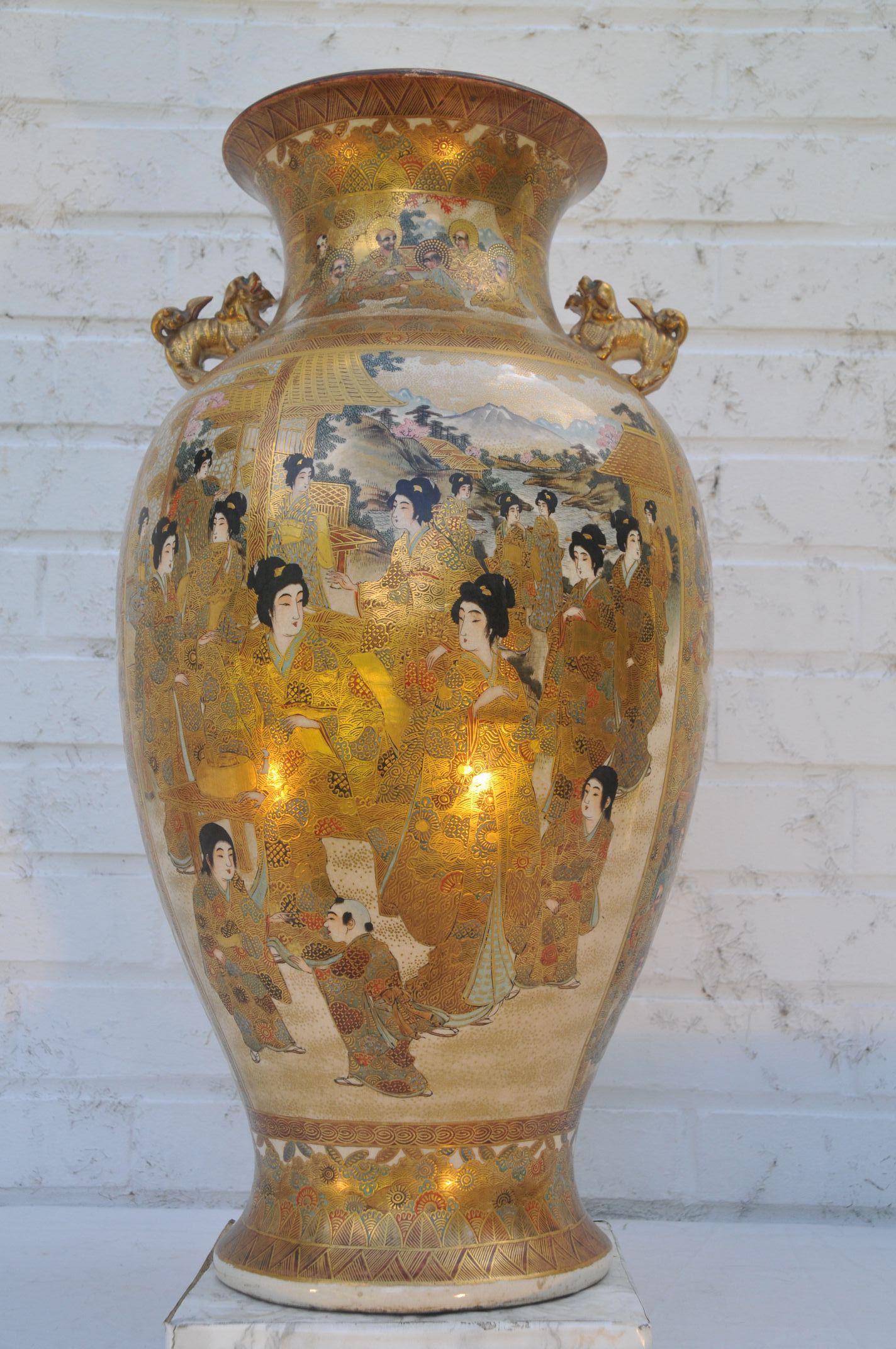 Japonisme Important Satsuma Baluster Vase For Sale