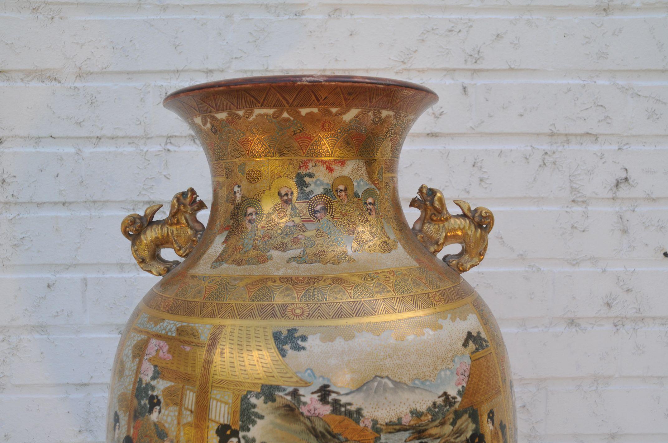 Japanese Important Satsuma Baluster Vase For Sale